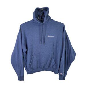 Mens Champions Blue Hoodie Sweatshirt Drawstring Long Sleeve Cotton Athletic XL
